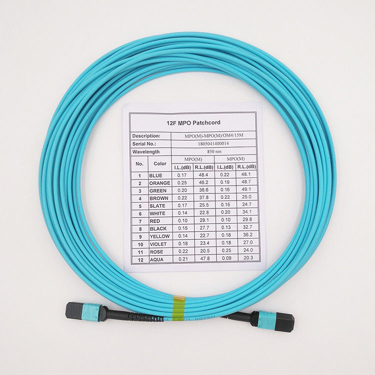 Hochiry MPO/MTP-Boomstamkabel 12 Vezels typt Koord van het de Vezelflard van B Multimode OM4