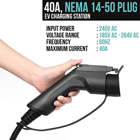 240V 9.6kW 40 Ampèreniveau 2 Draagbare EV-Laderspost met Stop