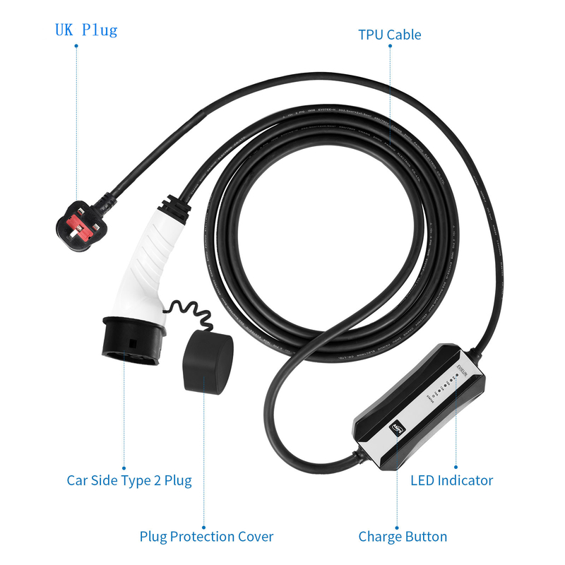 16A type - 2 Draagbare Elektrische Autolader CCS Combo 2 Snelle Lader