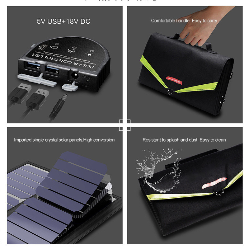 70W van de het Zonnepaneellader 5V USB van het Zonne-energiesysteem Vouwbaar de Parallelle poort Compatibel Notitieboekje